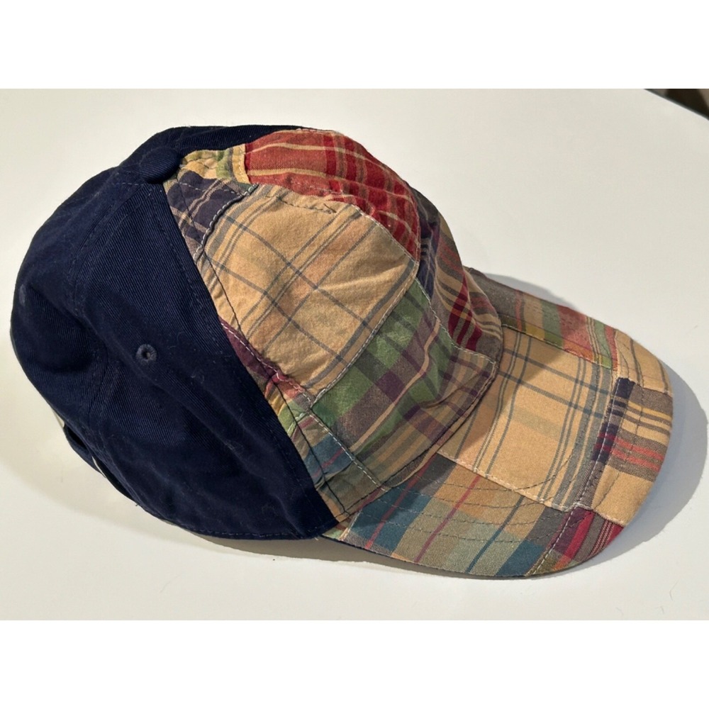 GAP Madras Plaid & Navy Canvas Ball Hat Fits 22" head & Smaller NOS